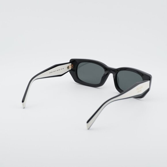 Prada PRB05S 09Q08Z Sunglasses Black Rectangle Frame, Dark Grey Lenses main image 4
